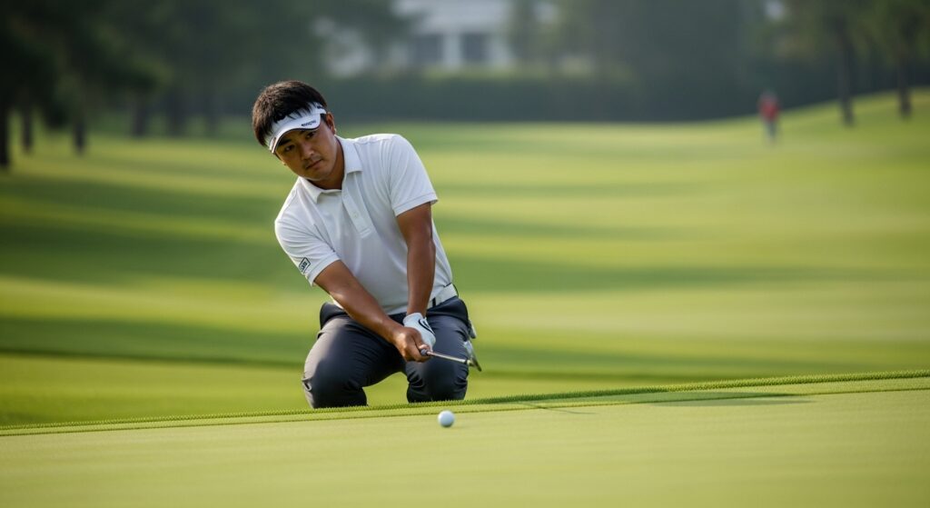 アプローチ：手前から転がして寄せる