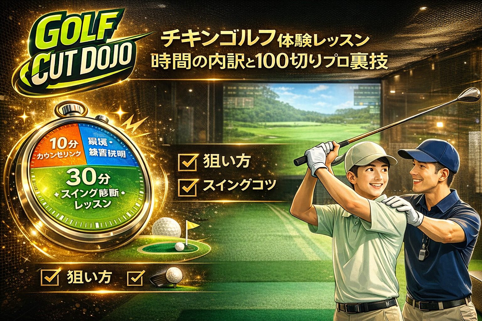 チキンゴルフ体験レッスン時間の内訳と100切プロの裏技